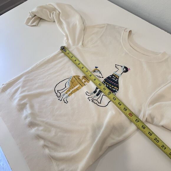 Anthropologie Maeve Ski Pups Graphic Sweatshirt Top Dogs Holiday Ivory Small - Picture 7 of 8